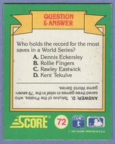 1991 Score World Series Trivia (Green Backs) #72 Q&