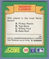 1991 Score World Series Trivia (Green Backs) #59 Q&