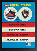 1987 Fleer Stickers 2 on 1 Team Logo Back #NNO Milwaukee Brewers|New York Mets
