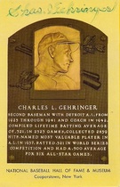 1965 Baseball Hall of Fame Gold Plaque Postcards 1965-2015 #1949 Charlie Gehringer