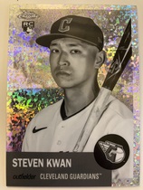 2022 Topps Chrome Platinum Anniversary Black & White Mini-Diamond Refractor #65 Steven Kwan